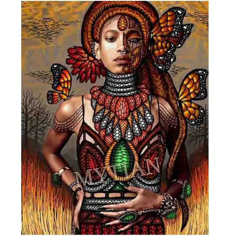 African woman wedding decor Embroidery Pattern resin full square/round diamond 5D DIY paintings 3D Cross stitch mosaic sticker | Дом и сад