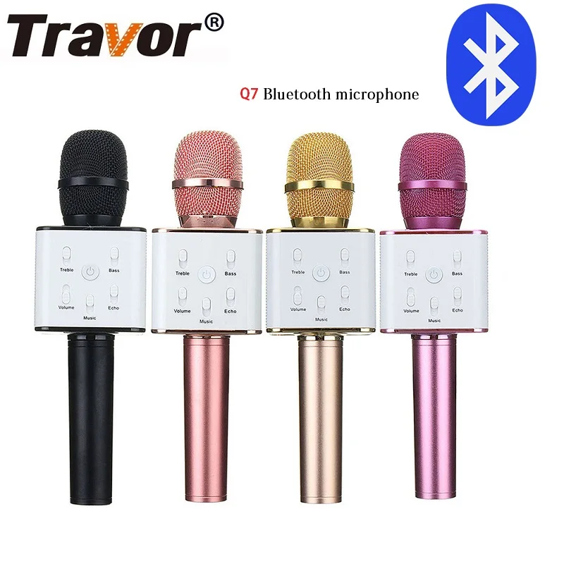 Travor Bluetooth Q7, беспроводной микрофон, караоке, динамик, высококлассная версия, микрофон, KTV плеер, телефон, микрофон для компьютера, для сцены, Конференции