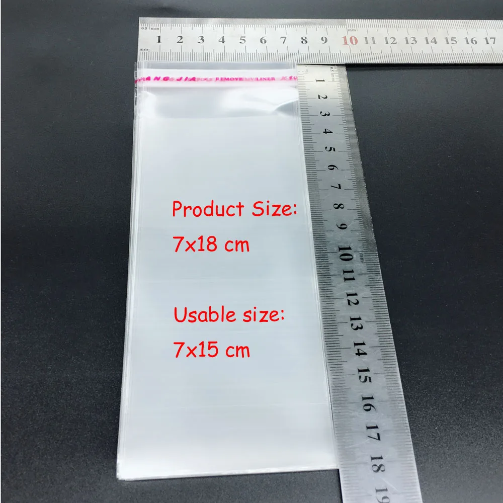 7x18cm100pcs 100 шт 6x10 см(2,3" x 4") прозрачный из целлофана с застежкой/БОПП/поли прозрачные пластиковые пакеты для хранения самоклеющиеся герметичные пакеты - Цвет: 7x18cm100pcs