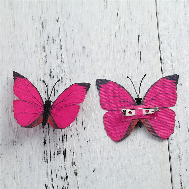 DoreenBeads тканевые булавки броши Эфирная Бабочка серебристый цвет фуксия Синий для