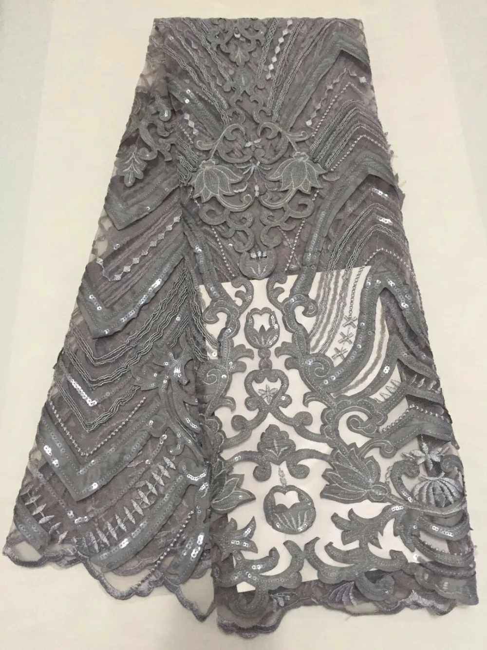 Высокое качество Африканский Кружево Ткань S Серый хороший французский чистая