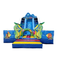 commercial inflatable double slide bouncer used playground outdoor fun slide for kids and adlut
