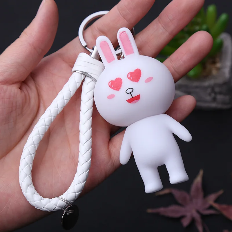 Милый мультяшный маленький кролик брелок для женщин или мужчин девочек милый