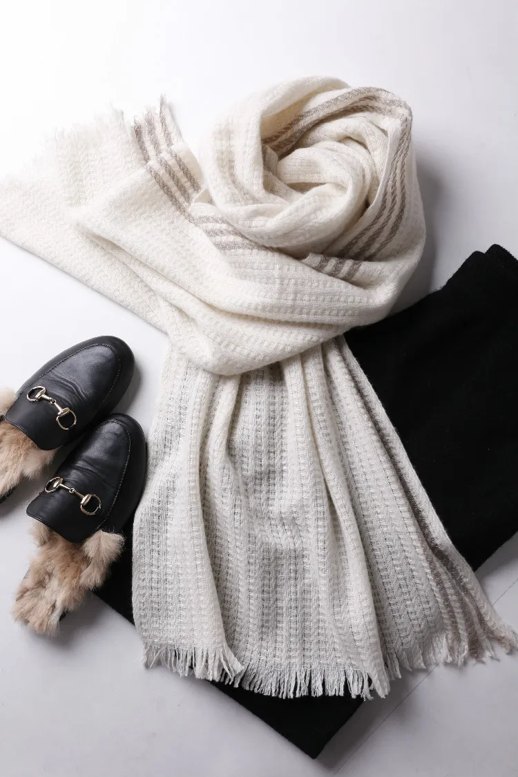 

high grade 100%goat cashmere cross knit women fashion elegant long scarf shawl 200x48cm