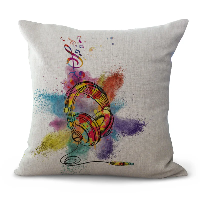 Наволочка для подушки с принтом музыкальных инструментов|cushion cover|printed cushion covercushion