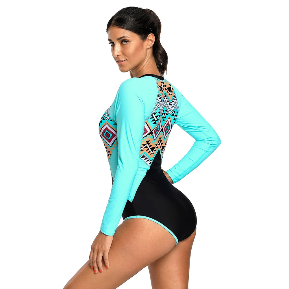 Сексуальные женские цельные костюмы на молнии спереди с длинным рукавом и