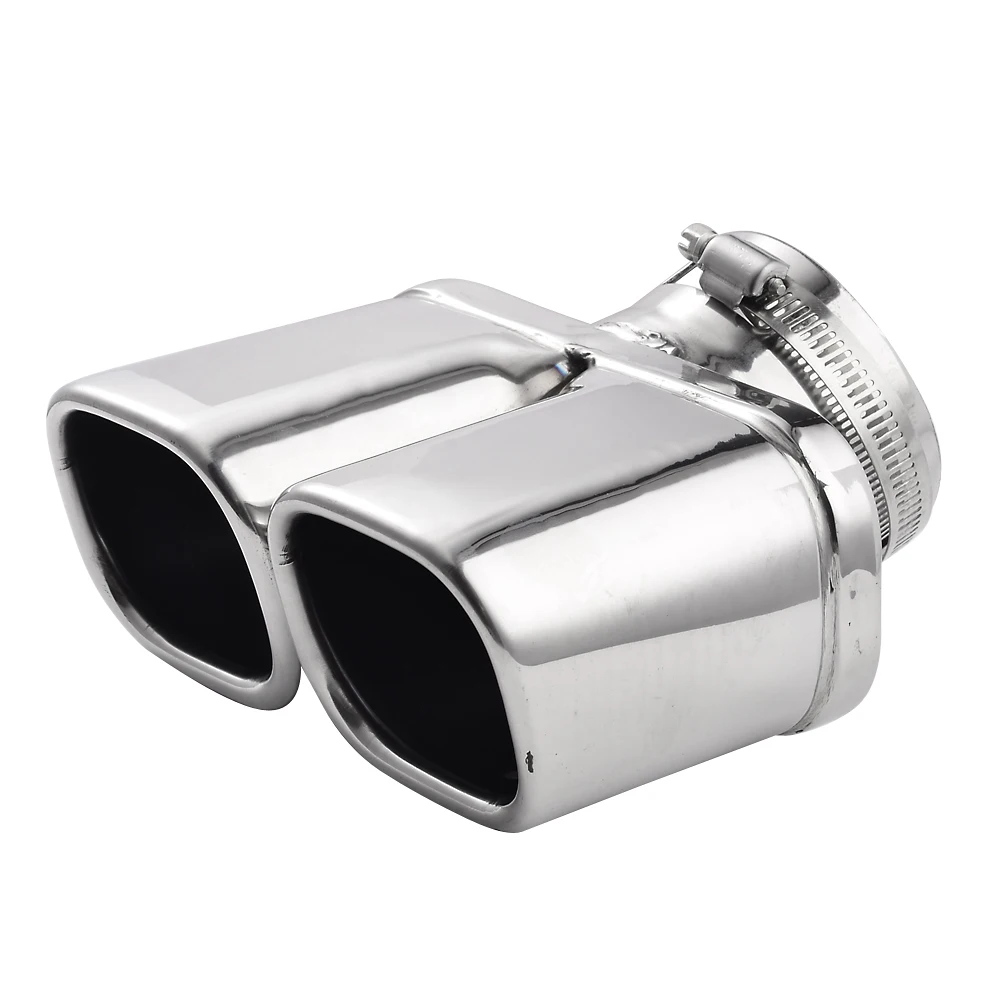 

Car Stainless Steel Dual Muffler End Exhaust Trim Tail Pipe Auto Tip Exhaust Systems Exhaust Replacements Silver (0263)