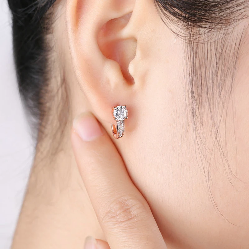 Женские серьги Клипсы из розового золота с муассанитом 18 К 0 5 карат|clip earrings|earrings