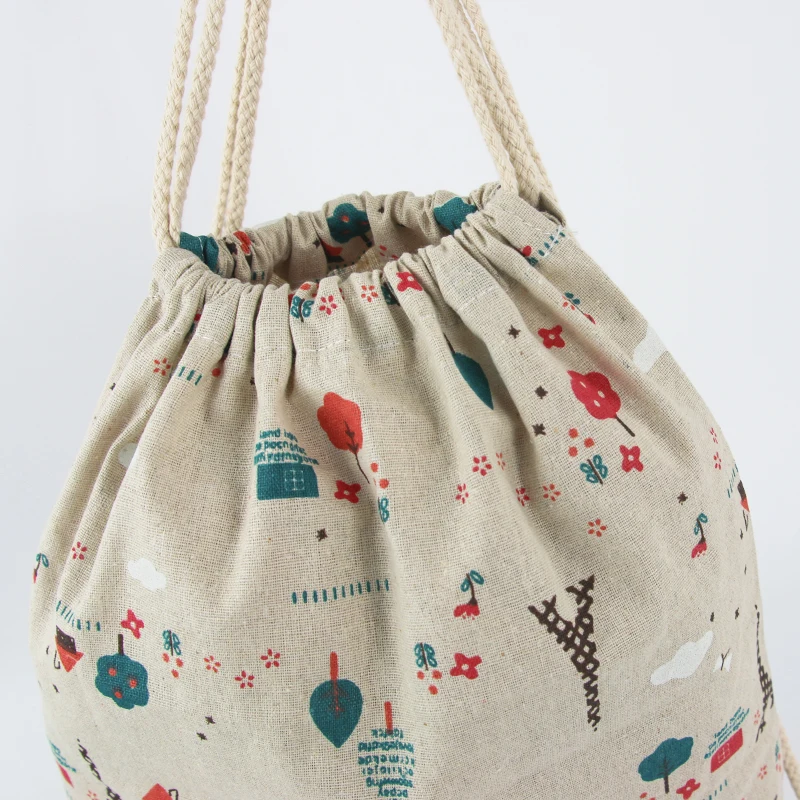 Tangimp зеленое дерево Drawstring Рюкзаки хлопок белье девушка студент Чемодан Обувь