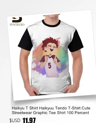 Haikyu/футболка Haikyuu Tendo, футболка, милая уличная одежда, графическая футболка, полиэстер, Мужская футболка с коротким рукавом, большие размеры