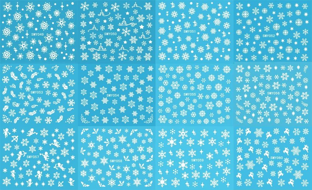 

Christmas Snowflake Snow Styles Large 3D Nail Art Nail Stickers Decal Tips White Xmas Reindeer Feather Self-adhesive