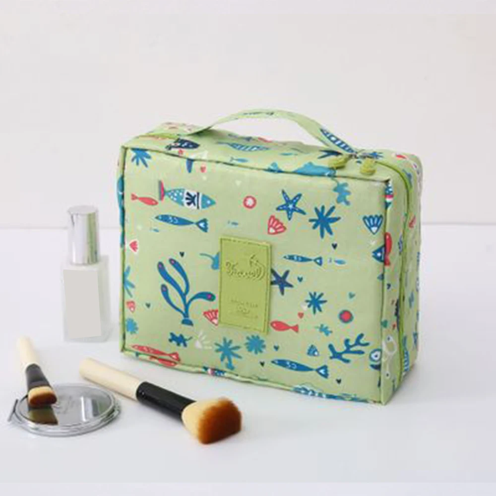21x8x17cm D 1PCs Portable Cosmetics Storage Bags Case With Zipper Large Capacity Double Layer Makeup Orgnizer For Travel Handbag Container - Color: 21x8x17cm D