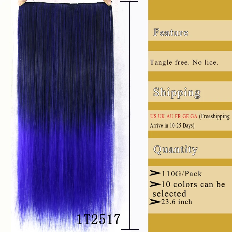 5 Клипы Женщин Высокой Температуре Устойчивы Волокна Синтетические Парики Клип в