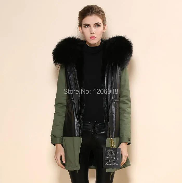 

Top New Fashion Warm Women Slim Long Down Ladies Leather Jacket Fur Collar Parka Winter Coat Factory Price
