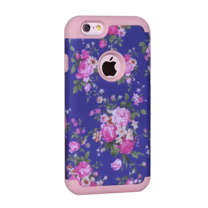 Fashion Flower IMD Pattern Shock Proof Hybrid 2 in 1 PC TPU Slim Armor case for Apple iPhone 6s Plus 7 |