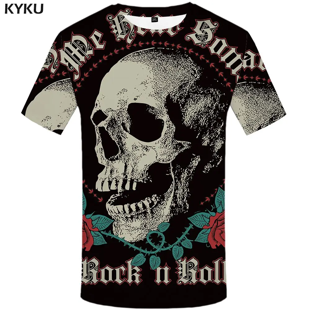 3d t shirt 02 Повседневная мужская футболка KYKU, черная футболка с 3D-принтом черепа и флага Великобритании, в стиле панк-рок, лето - Цвет: 3d t shirt 02