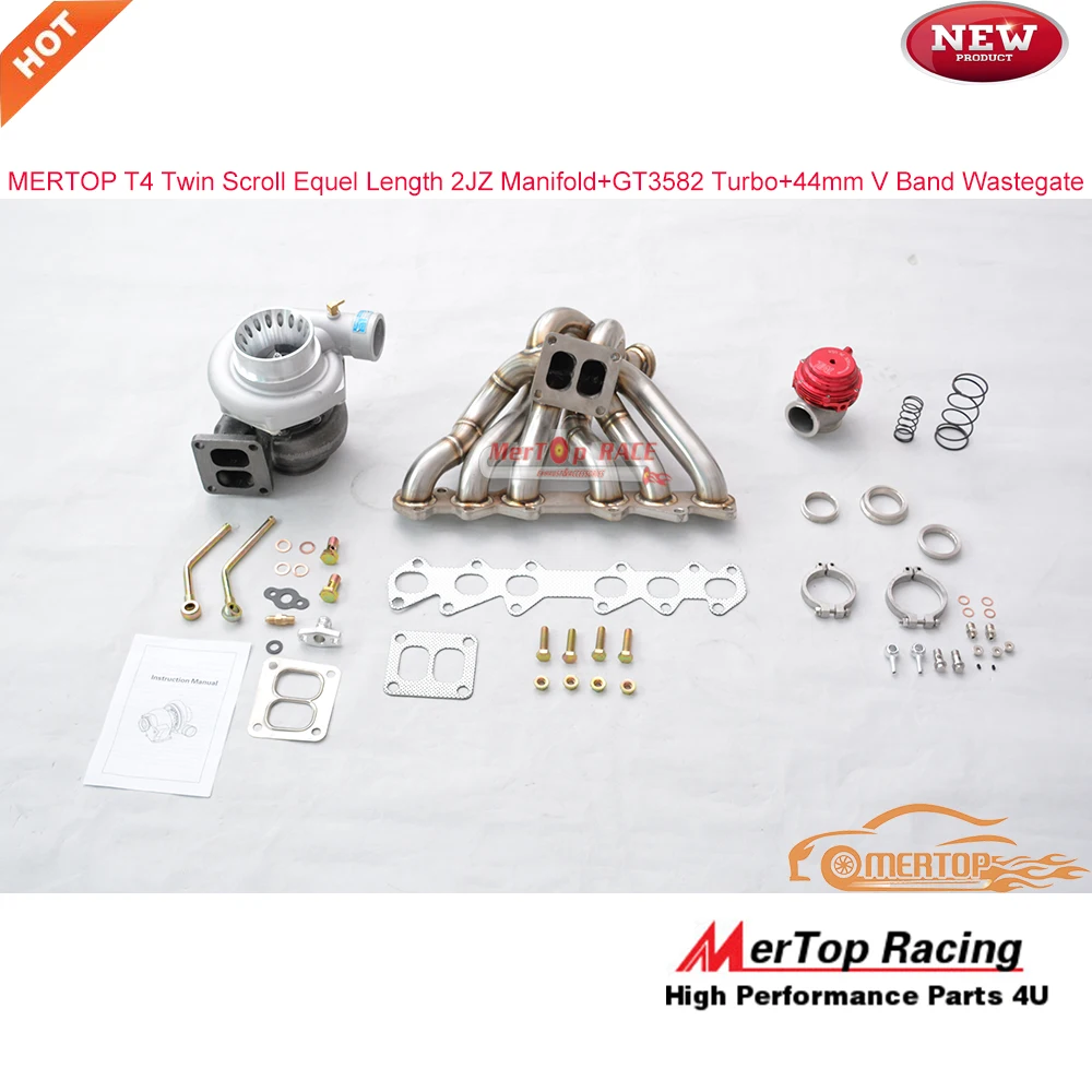 MERTOP Full SS304 длина Equle 3 мм T4 разделяемая выше 93 98 2JZGTE 2JZ коллектор + GT3582 турбо 44 V