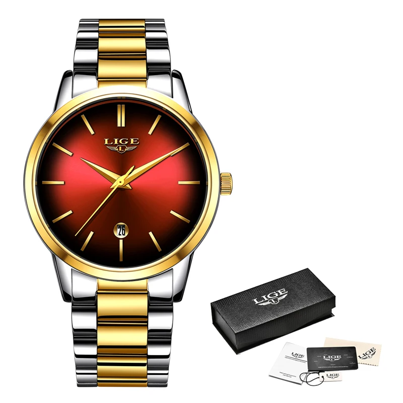 Часы наручные LIGE женские кварцевые деловые брендовые Роскошные с тонким