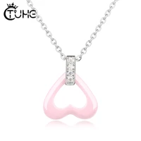 crystal love heart necklace for women pendant silver chain healthy ceramic pendant necklace family jewelry party wedding gift