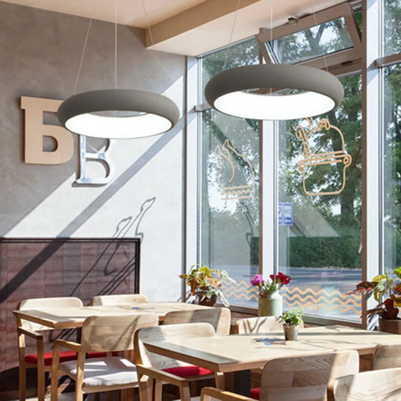 Art-Deco creative Pendant Lights Post-Modern iron cord pendant lamps Tyre shape LED restaurant RGB color changing Light | Освещение