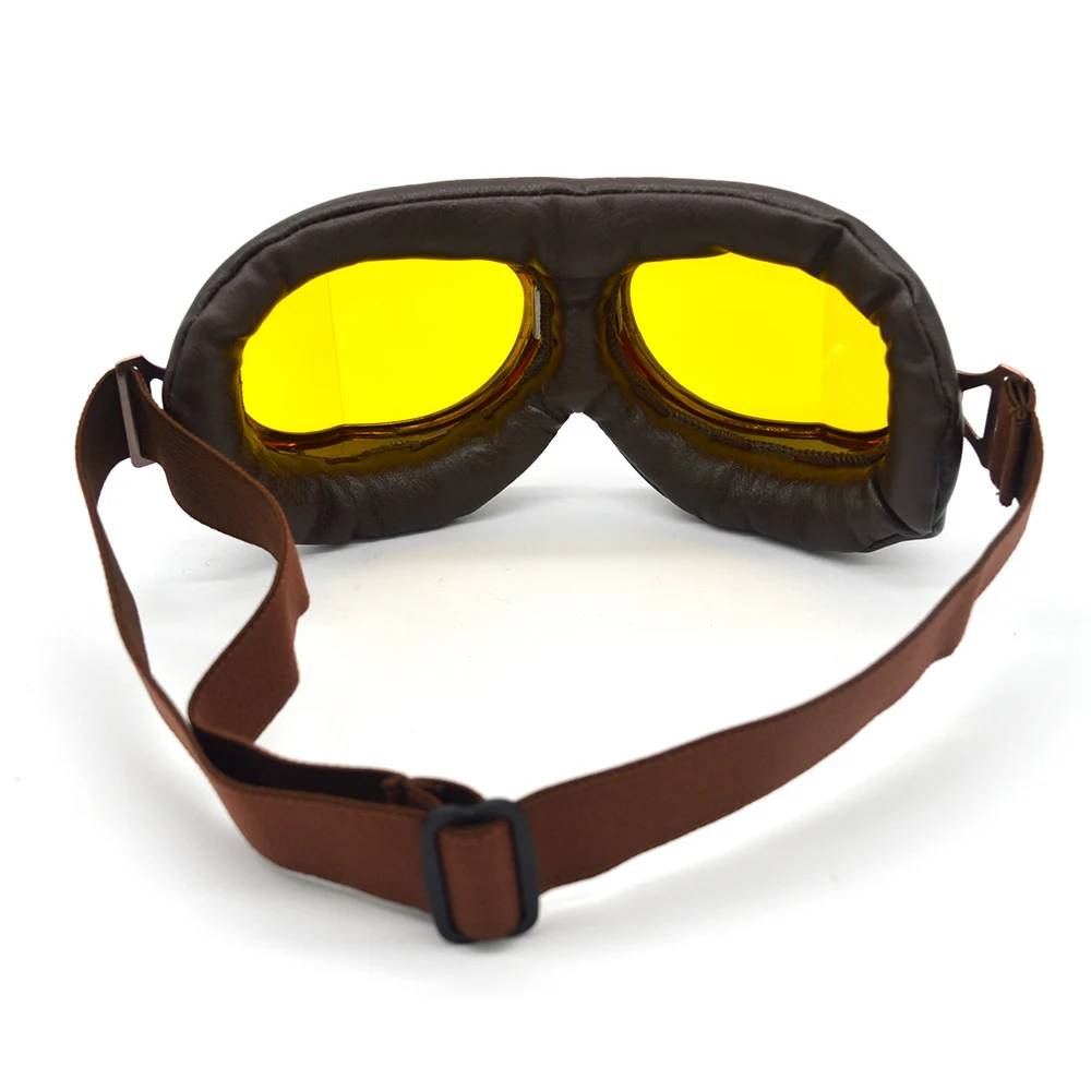 Кожаные очки с желтыми линзами для мотокросса спортивные в стиле стимпанк
