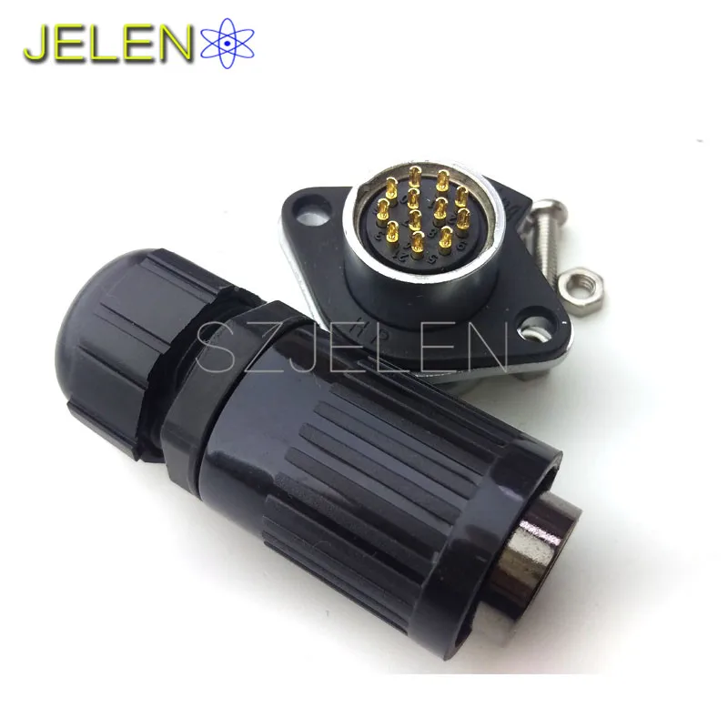 HE20 водонепроницаемый 12 контактный разъем светодиодного кабеля питания разъемы