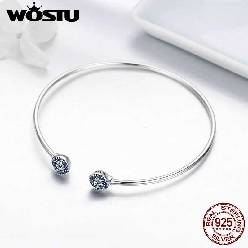 Женский браслет с голубыми глазами WOSTU Открытый на запястье из настоящего