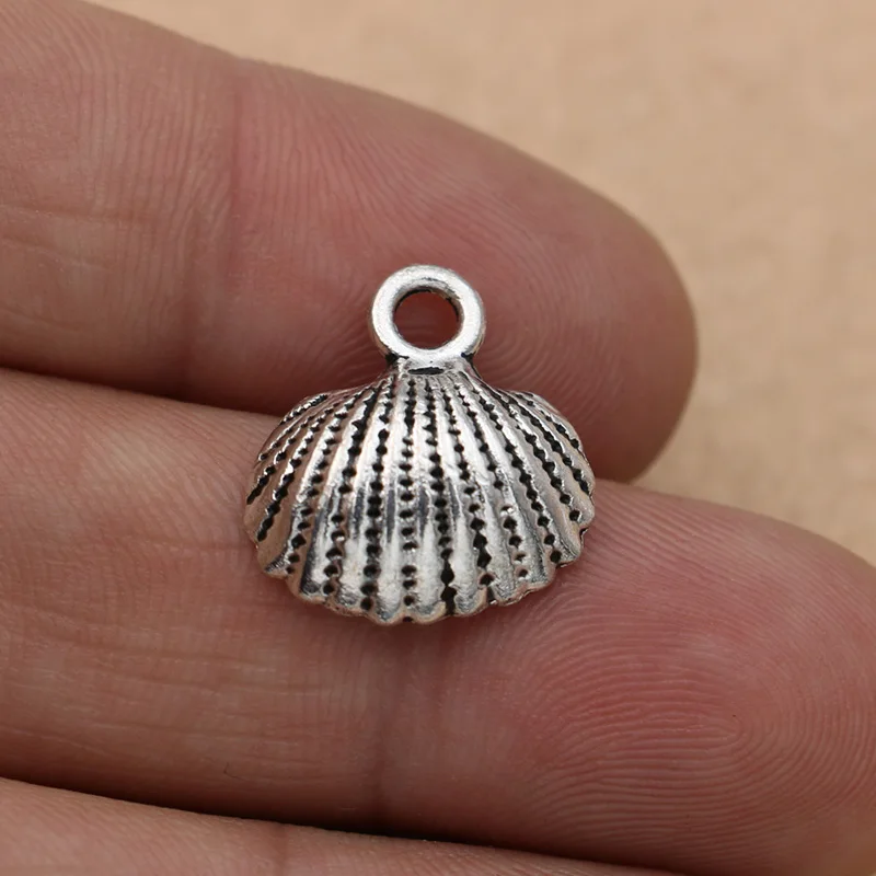 5 шт. античные посеребренные подвески в виде ракушки Подвески для изготовления