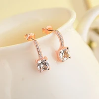 2019 luxury silver color ear earrings for women square cubic zircon charm flower earrings women jewelry accessory gifts