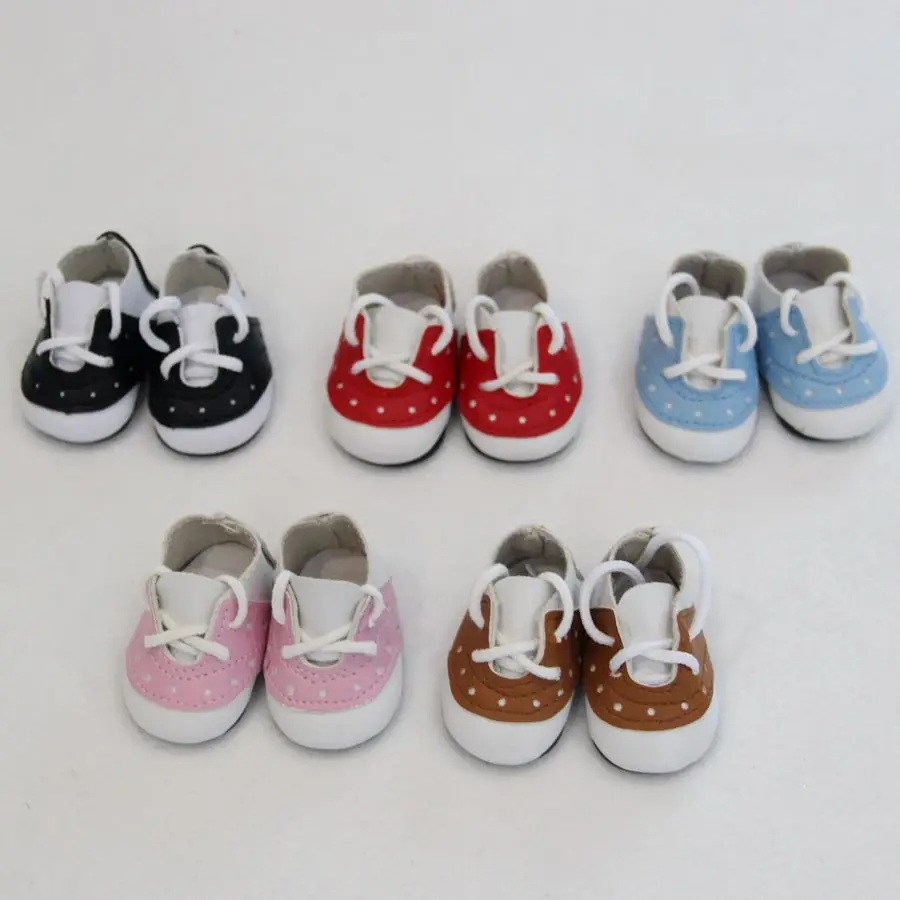 

New 5*2.8CM PU Leather Mini Toy Shoes For EXO Dolls Fit For 14'' Russian Handmade Cloth Doll Accessories Girl Dolls Gift Toys