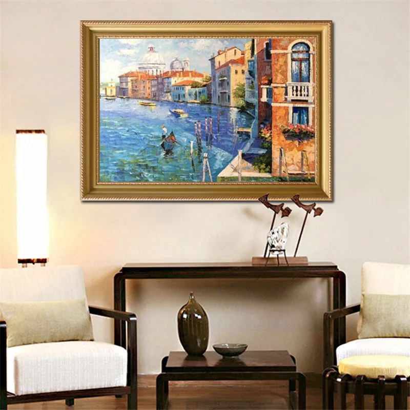 Ручная роспись море номер сидя номера украшает настенная живопись на холсте