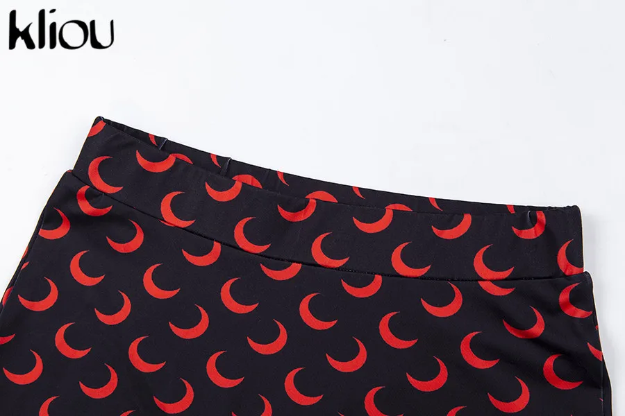 Kliou women skinny shorts elastic high waist fitness short print trousers summer female casual fashion street short pants