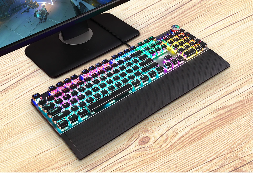 Стимпанк настоящая механическая клавиатура игровая RGB подсветка анти-ореолы макро клавиши Удобная Поворотная кнопка для настольного ноутбука