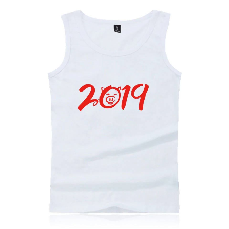 2019 Year Of The Pig Tank Shirt Men Women Funny Sleeveness Tops Print Hip Hop Youngs Summer Clothing | Мужская одежда