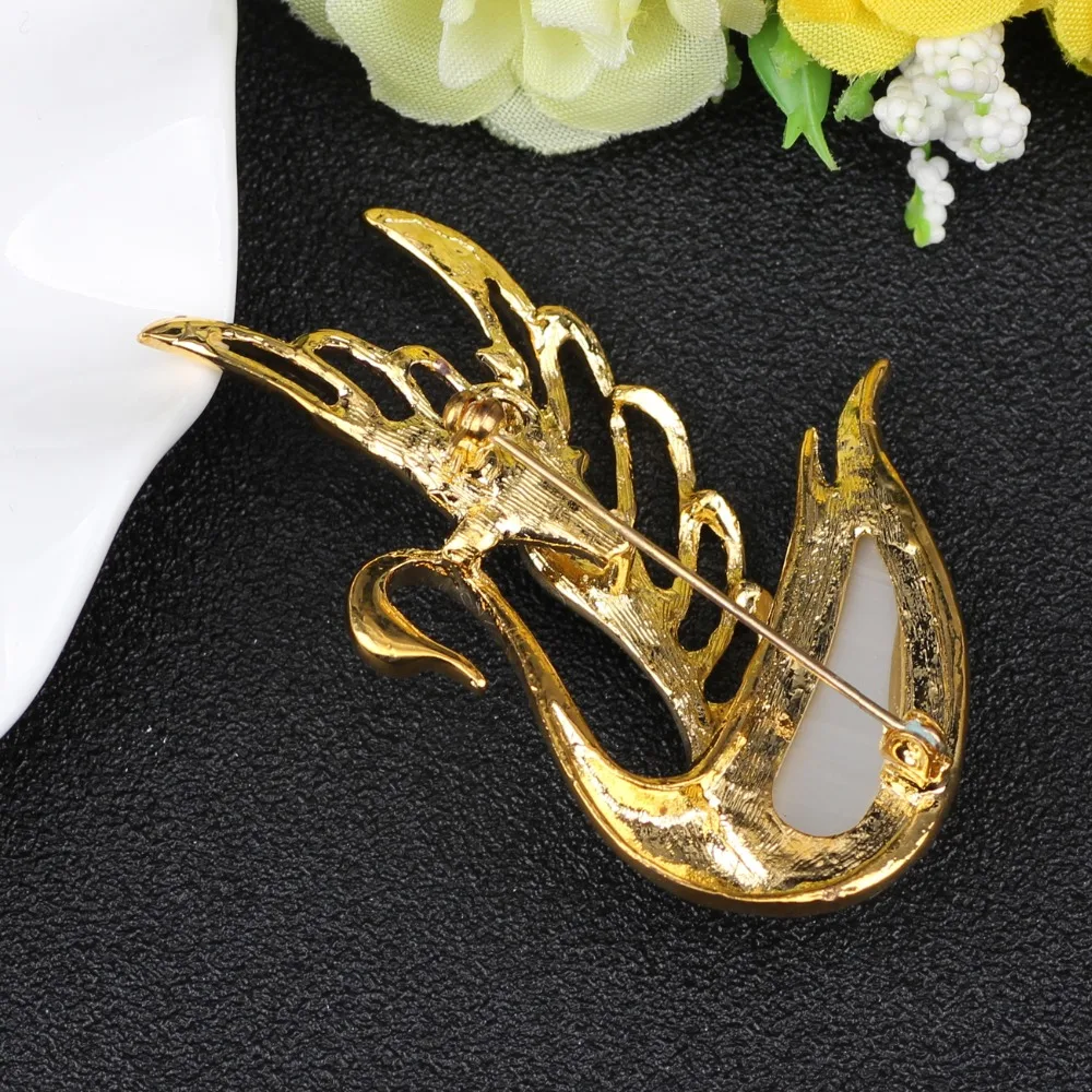 WEVENI Rhinestone Alloy Swan Brooch For Women Brooches Pin Collar Scarf Decoration New Fashion Animal Jewelry Accessories | Украшения и