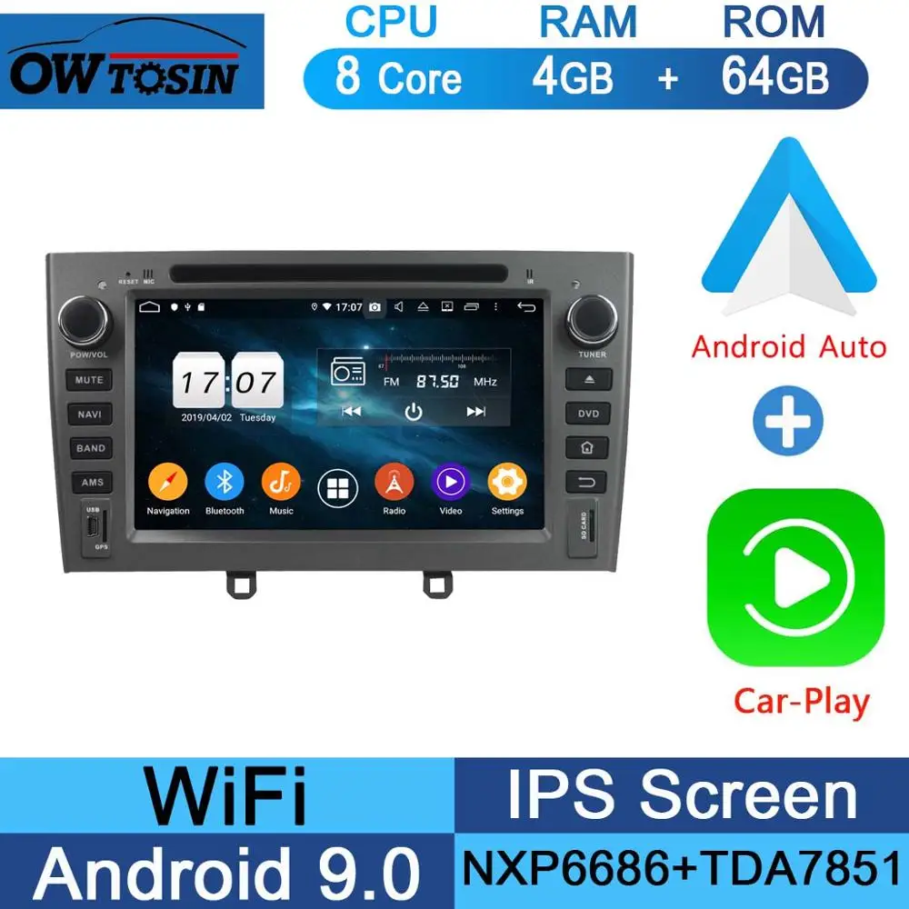 64G CarPlay Android " ips Octa 8 Core 4G 64G Android9.0 автомобильный dvd-плеер для peugeot 408 308 308SW 2007-2011 DSP радио gps Parrot BT Adas мультимедиа - Цвет: 64G CarPlay Android