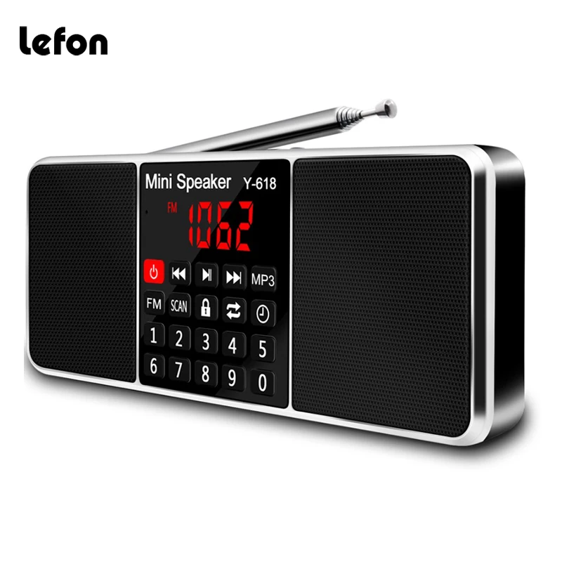 Receptor de Rádio Suporte para Cartão Lefon Digital Estéreo Player tf Usb Visor Led Desligamento Rádio Portátil fm Mp3