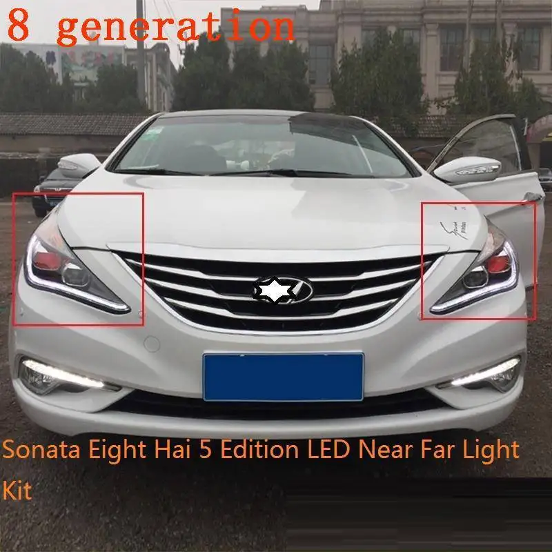 MODEL R Автозапчасти для автомобилей, автомобильные лампы Drl, светодиодные дневные ходовые фары, задние Автомобильные фары в сборе для hyundai Sonata - Цвет: MODEL R