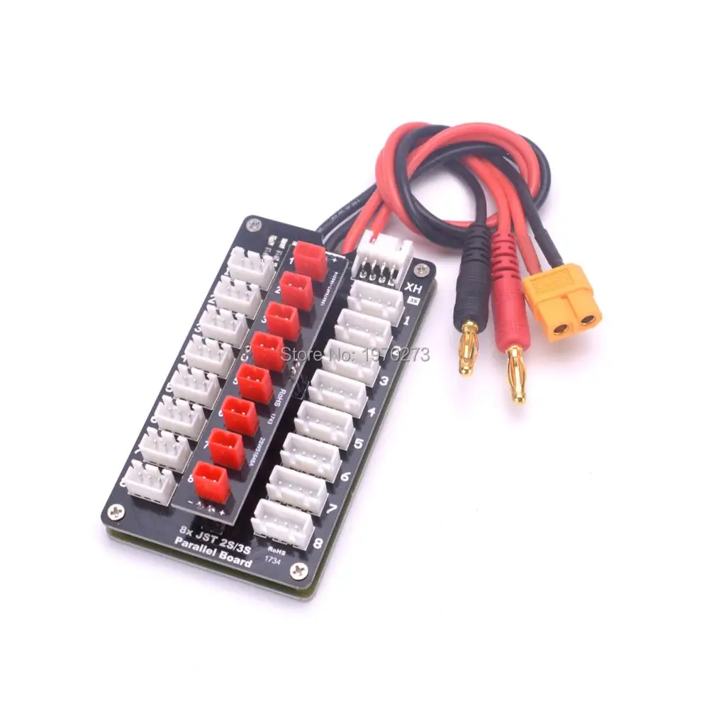 8X JST вилка 2S / 3S Lipo батарея параллельная зарядная плата для балансирующего