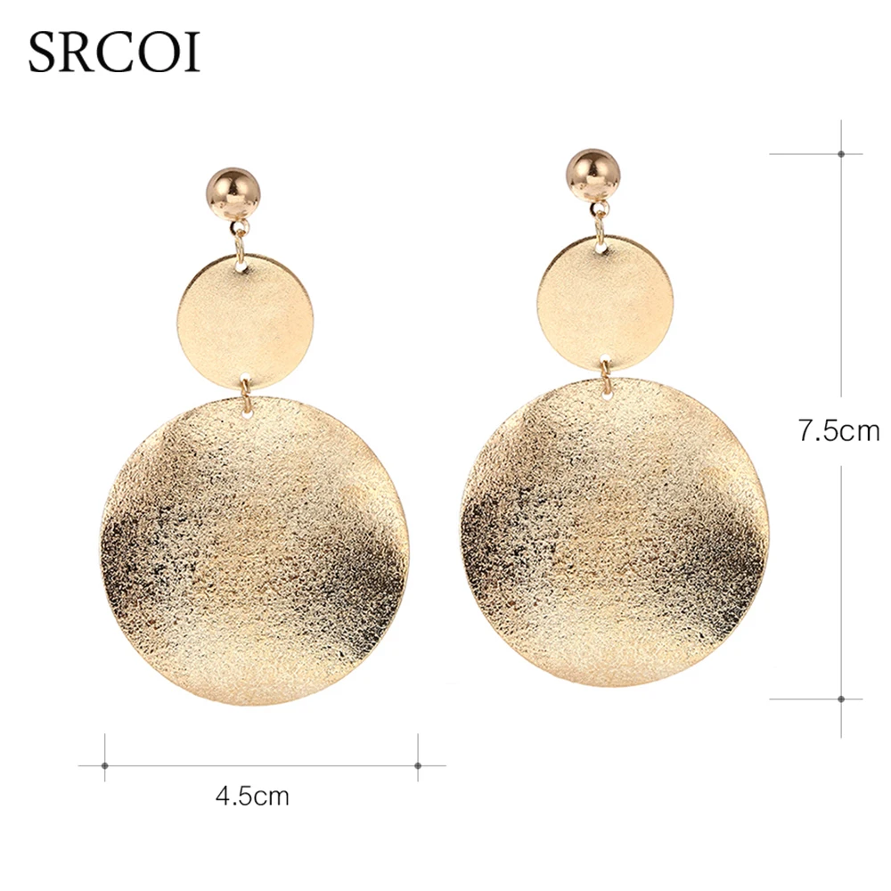 Серьги SRCOI большие круглые металлические серьги золотого и серебряного цвета