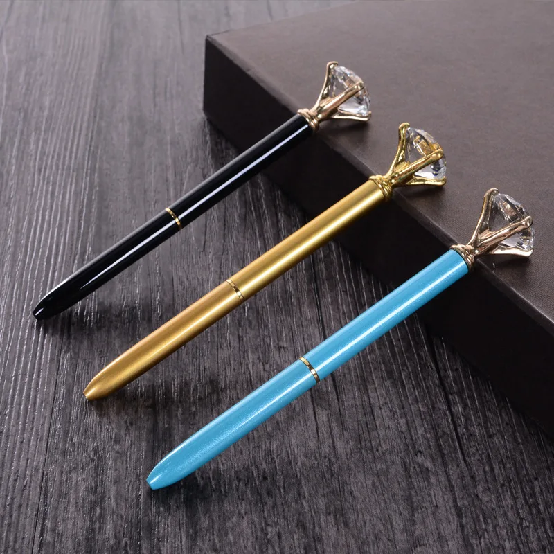 Creative Crystal Ballpoint Pen Big Gem Metal With Large Diamond Magical Fashion School Office Supplies Christmas Gift | Канцтовары для