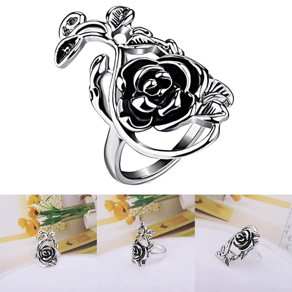 Готическое женское кольцо на палец эмалевое из лозы с розами ювелирные изделия
