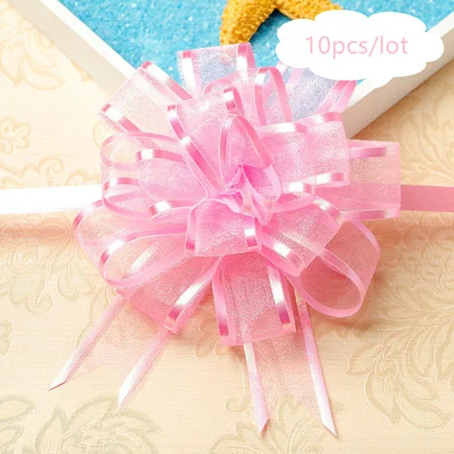 pink 10 шт/партия бант цветы упаковка подарочные сумки ручная откачка цветок Гирлянда для дома вечерние свадебное оформление автомобиля праздничные ленты - Цвет: pink