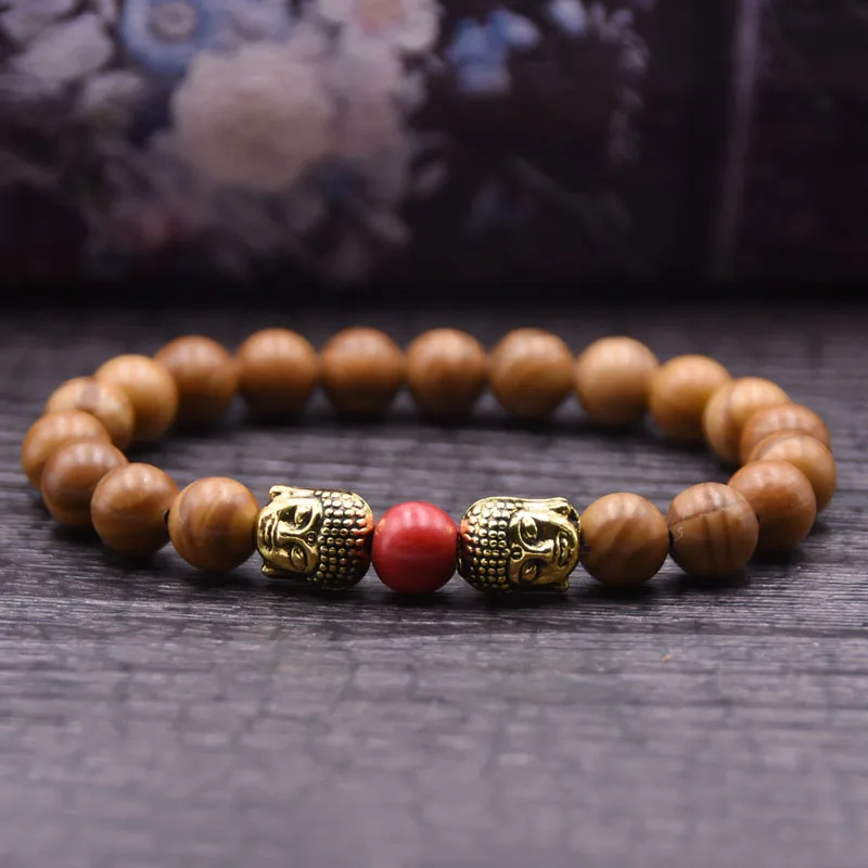 4 Браслет Будды 8 мм бусины браслеты для женщин Pulseira Masculina мужские ювелирные изделия Feminina Bileklik эластичные Braclet Bijoux Jonc Wris - Окраска металла: 4