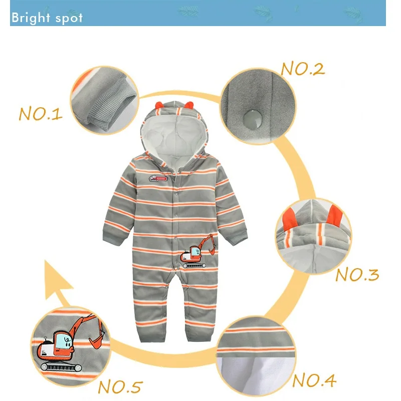 Baby Romper Toddler Newborn Boys Cotton Long Sleeve Spring Winter Clothes Hooded Warm Kigurumi Outwear Outfits 6-24 Months |