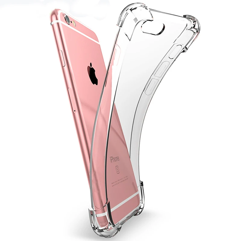 Прозрачный мягкий силиконовый ударопрочный чехол для iPhone X 6 7 8 плюс Чехол