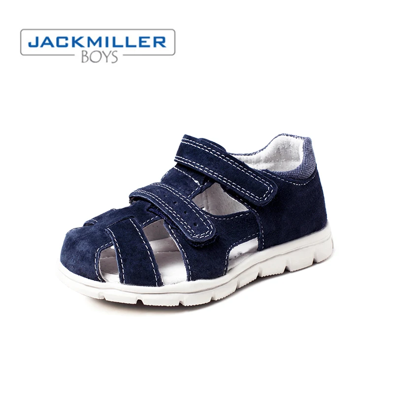 Jackmiller детские сандалии для мальчиков кожаные с закрытым носком малышей