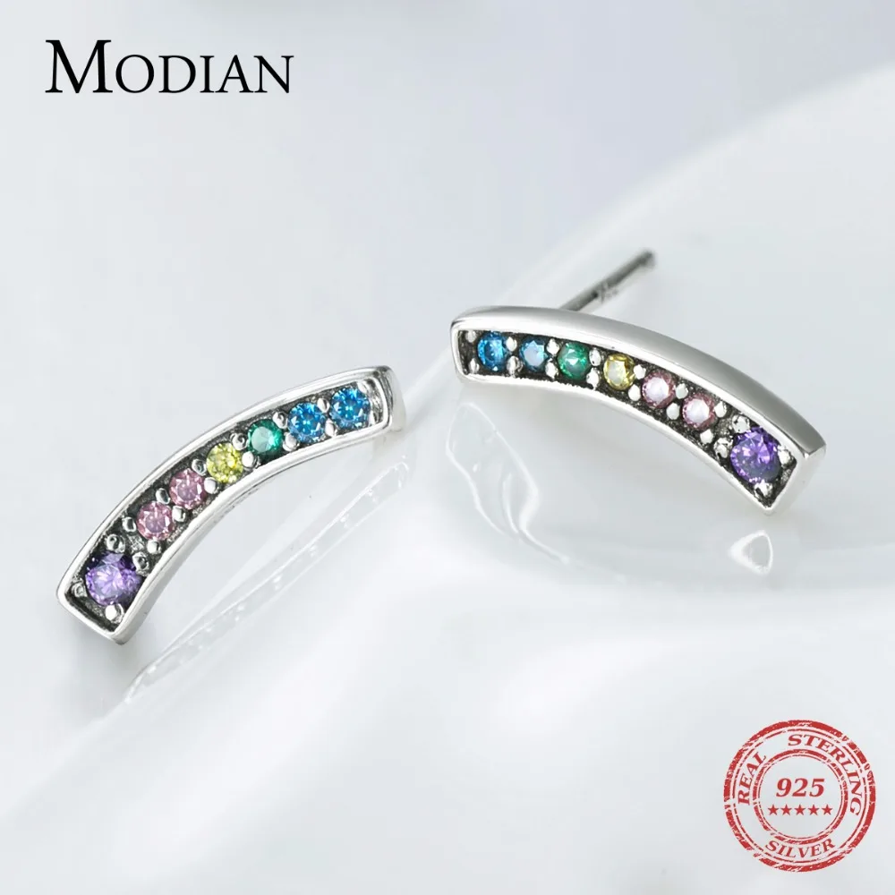 Женские серьги MODIAN из натурального серебра 925 пробы с разноцветными серьги-клипс