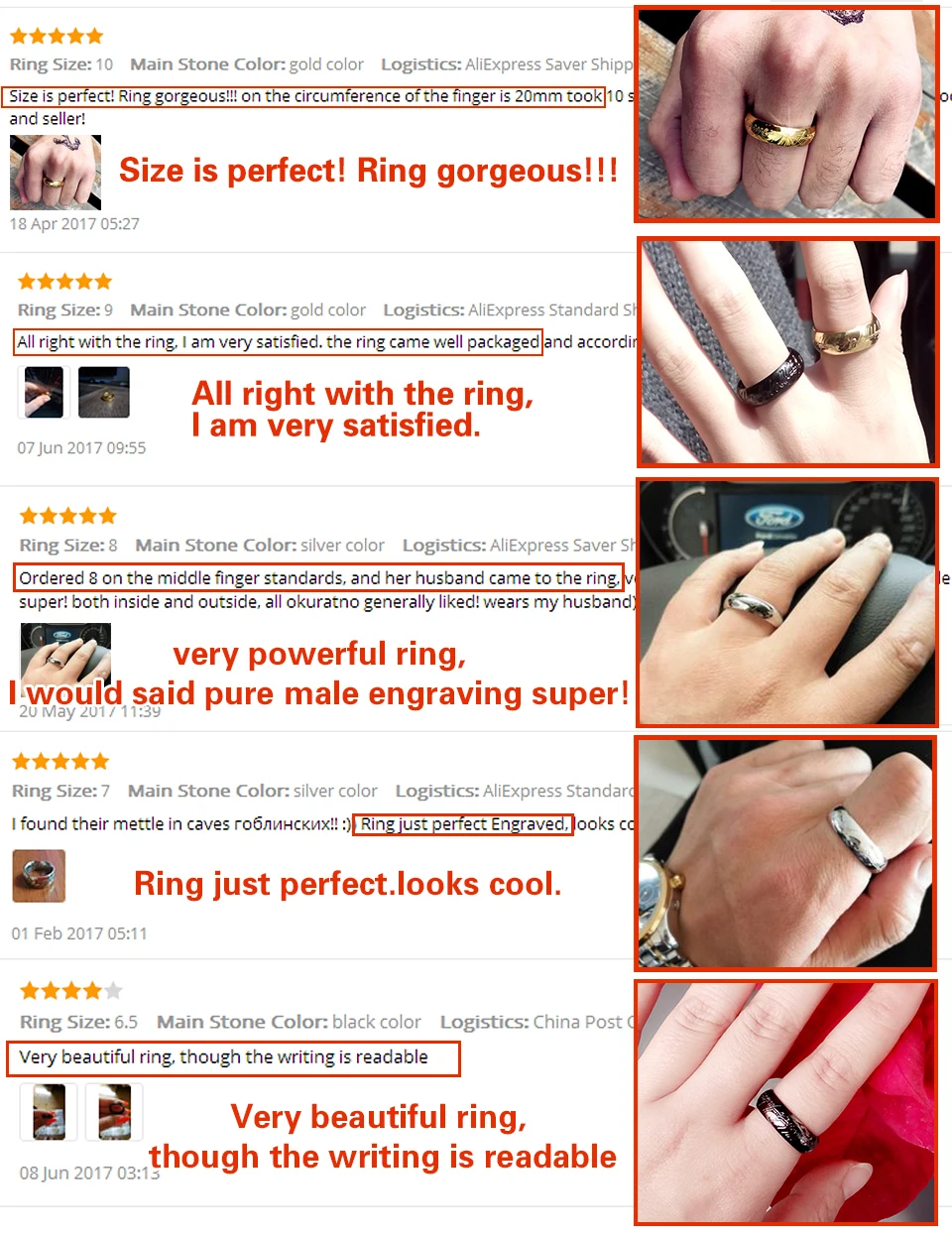 BEIER High Quality Gold Color Hobbit Gift Midi Ring Stainless Steel One Ring Of Power jewelry Ring Women and Men LR-R059