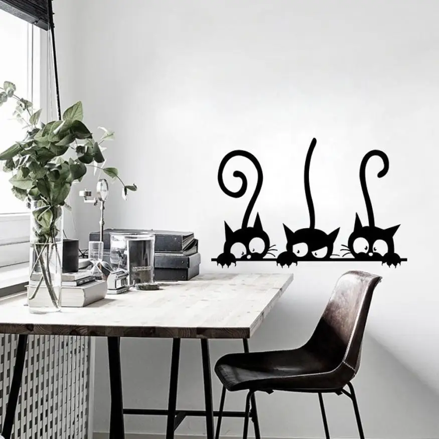 Wall Sticker Three Cats Animal Household Room Window Mural Decor Decal Removable wall sticker quotes 2017D11 | Дом и сад